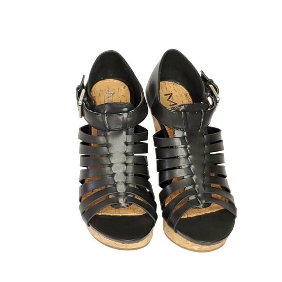 Mia Strappy Heels 6.5 Black Open Toe Cone Heel Evening Dance Party - Picture 3 of 7